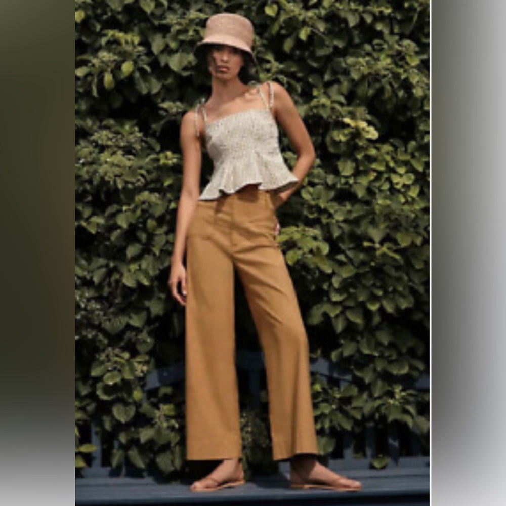 Anthropologie Colette cropped wide leg pant in coffee brown. Size 31